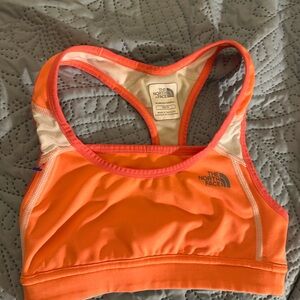 The North Face Orange and White Sports Bra